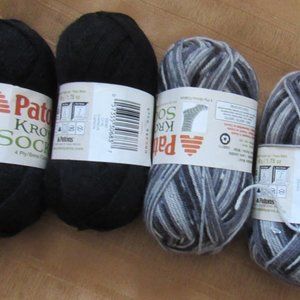 Lot of 4 balls Patons Kroy Socks, Wool Blend(75% wool)